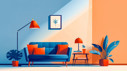 Bold and stylish interior flat illustration