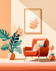 Bold and stylish interior flat illustration