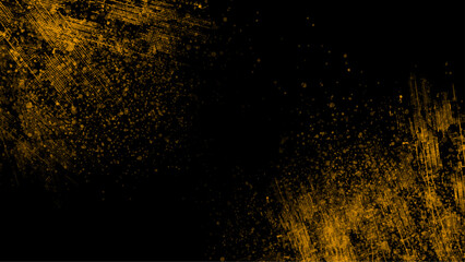 Gold Glitter Splash. golden dust light Bokeh light lights effect background. yellow particle and sparkle light luxury Magic shining gold dust. Fine, shiny dust bokeh particles fall off slightly.