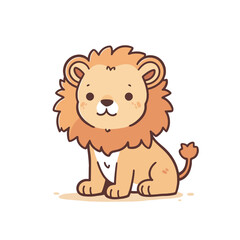 Cute cartoon lion isolated on a white background. Vector illustration.