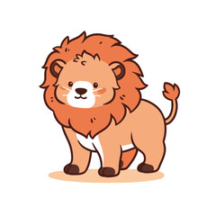 Obraz na płótnie Canvas Cute cartoon lion isolated on a white background. Vector illustration.