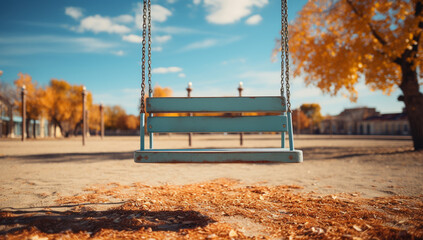 Empty Swing in a playground, symbolizing the absence of childhood joy due to mental health