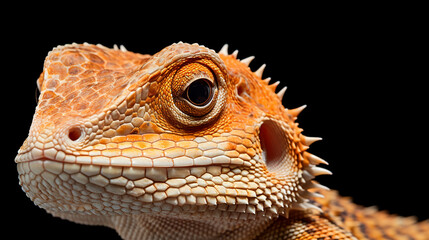 Gonocephalus kuhlii lizard closeup on isolated background, AI Generative.