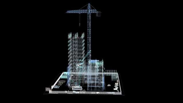 Building Construction Site, BIM Project, 3d rendering, 3d illustration