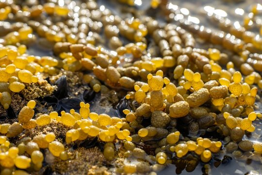 pearls of neptune seaweed on the coastline in tasmania australia