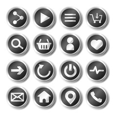Set of round metal icons