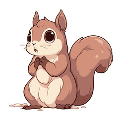 Cute cartoon squirrel. Vector illustration isolated on a white background.