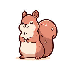 Cute squirrel with cookie. Vector illustration isolated on white background.