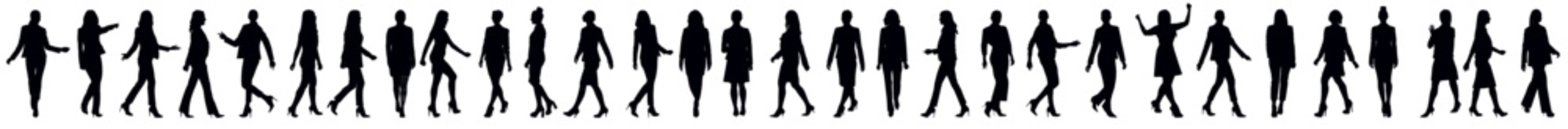 Set of business people silhouette, collection of female silhouette isolated on white background