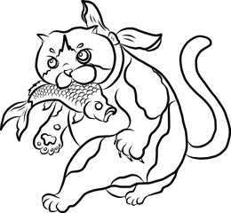 Cute cat cartoon for elements on poster or printing on sticker,hand drawn clip art for christmas card,cover design, poster,chinese zodiac symbol.Cat vector illustration for print on T-shirt.