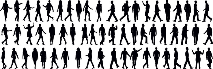 Fototapeta na wymiar Set of business people silhouette, man and woman team, isolated on white background