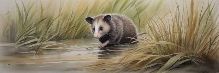 Watercolor painting of a badger