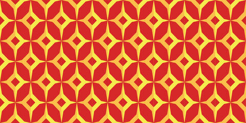 Geometric seamless pattern with red and gold background that is luxurious and elegant