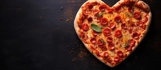 Valentine's Day pizza in the shape of a heart.