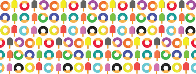 seamless pattern with colorful donut and ice cream