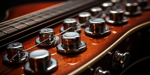 Detailed shot of guitar parts, capturing the spirit of music.