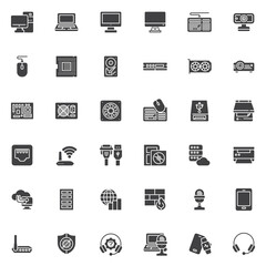 Computer and Hardware vector icons set,