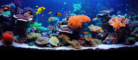 Fototapeta na wymiar Stunning aquatic realm with coral and vibrant fish.