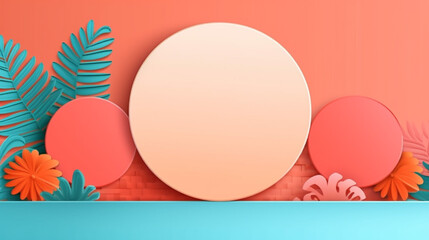 Fototapeta premium Circle stage podium for Summer decorate with colorful circles background and blank space . Generative AI