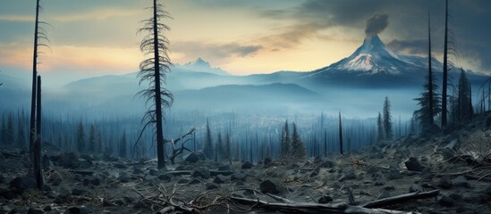 Fototapeta na wymiar Post-fire trees on Mt.Hood, Oregon.