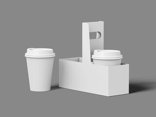 Isometric White Blank Coffee Cup with Holder 3D Mockup