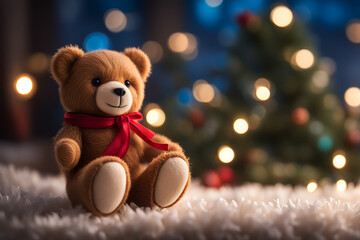 teddy bear with christmas gift