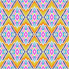 Embroidery illustration design seamless multicolor pattern template in tribal style.