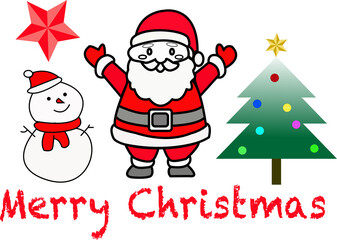 Merry Christmas  Set with santa claus and tree
