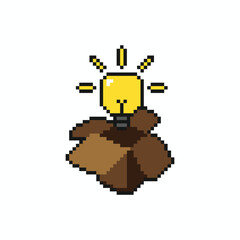 Fototapeta premium this is idea icon in pixel art with simple color and white background ,this item good for presentations,stickers, icons, t shirt design,game asset,logo and your project.