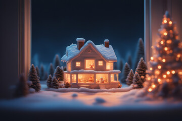 christmas house in the night