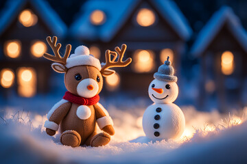 snowman and christmas tree
