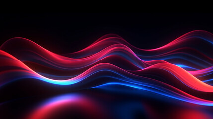 3D render abstract neon background with glowing wavy. Generative AI