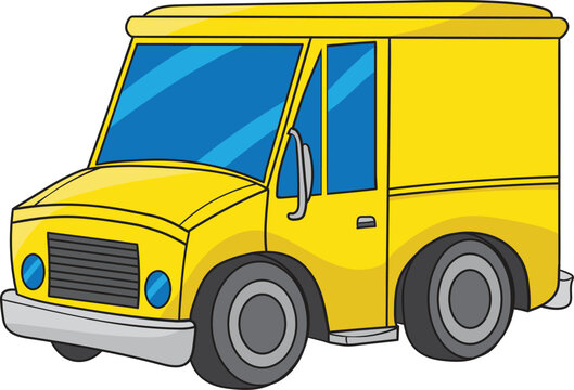 Yellow cargo truck transportation vector white background