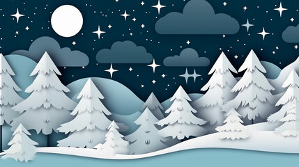 Fototapeta na wymiar Falling snow on the cloudy dark sky background winter with white trees. winter christmas background 