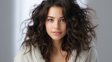 Naklejka premium Attractive brunette woman model symbolizing winter