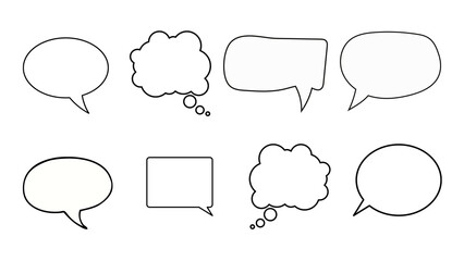 Fototapeta premium White speech bubble shape set on transparent background. Vector illustration decorative design.