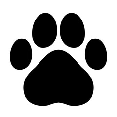 Animal foot print. Black silhouette of a paw print, isolated.
