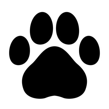 Animal foot print. Black silhouette of a paw print, isolated.