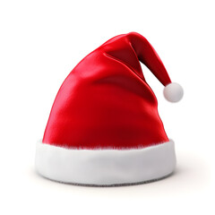 Red christmas Santa hat isolated on white background