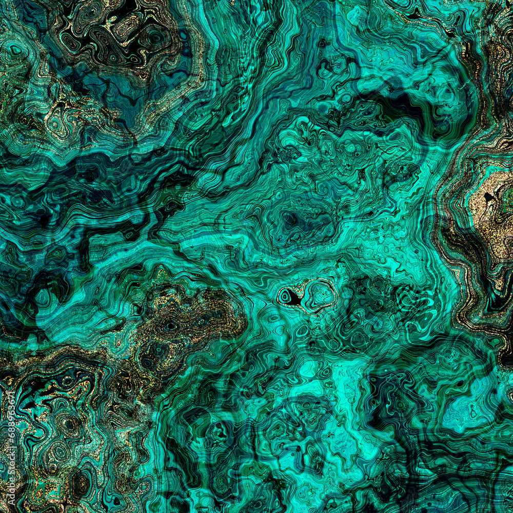 Aufkleber malachite marble texture. fractal digital art background. high resolution. green marble texture with