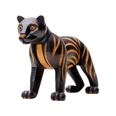 Fototapeta premium Handmade wooden toy Panther isolated on transparent background.