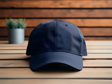 
A mockup of a plain blue navy hat/cap with no design or text