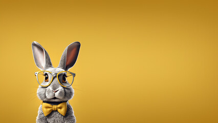 Rabbit isolated in yellow background