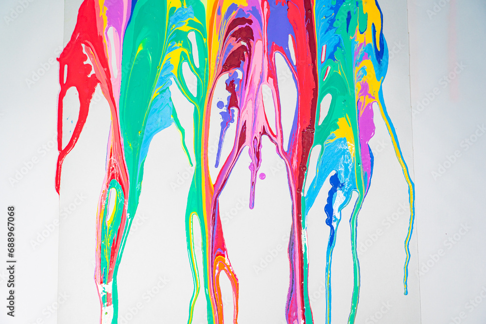 Poster .sweet tones flowing and blending together on the white floor. .it is a strange abstract picture..fa