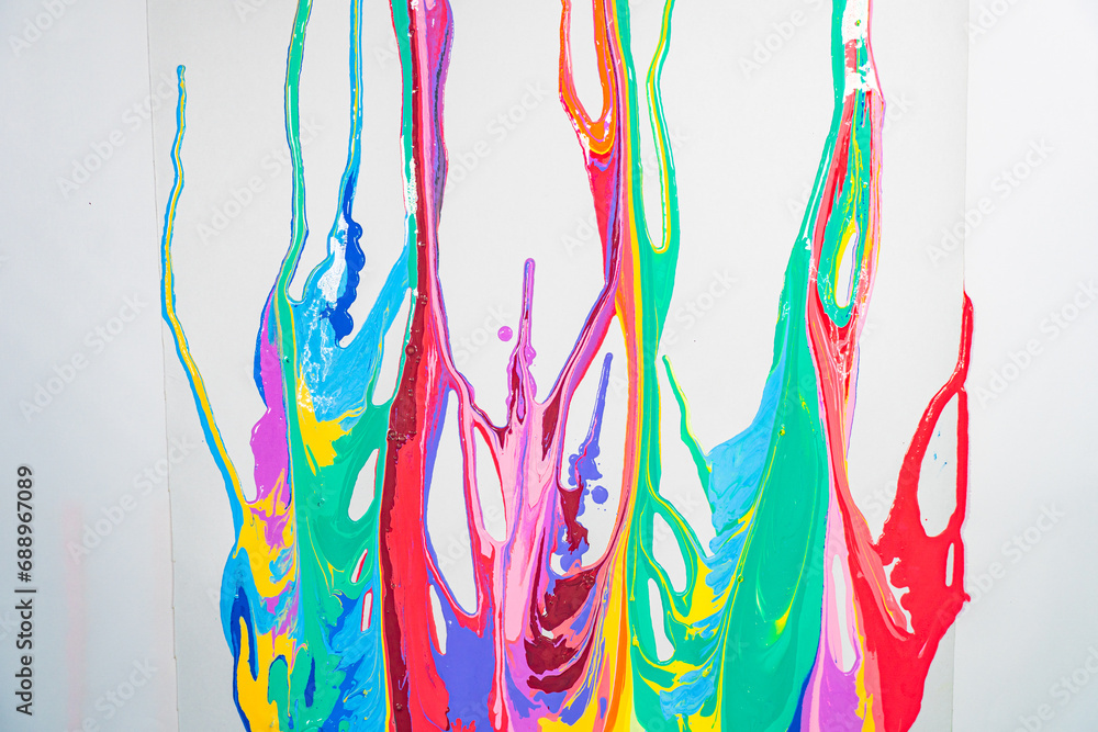 Poster .sweet tones flowing and blending together on the white floor. .it is a strange abstract picture..fa
