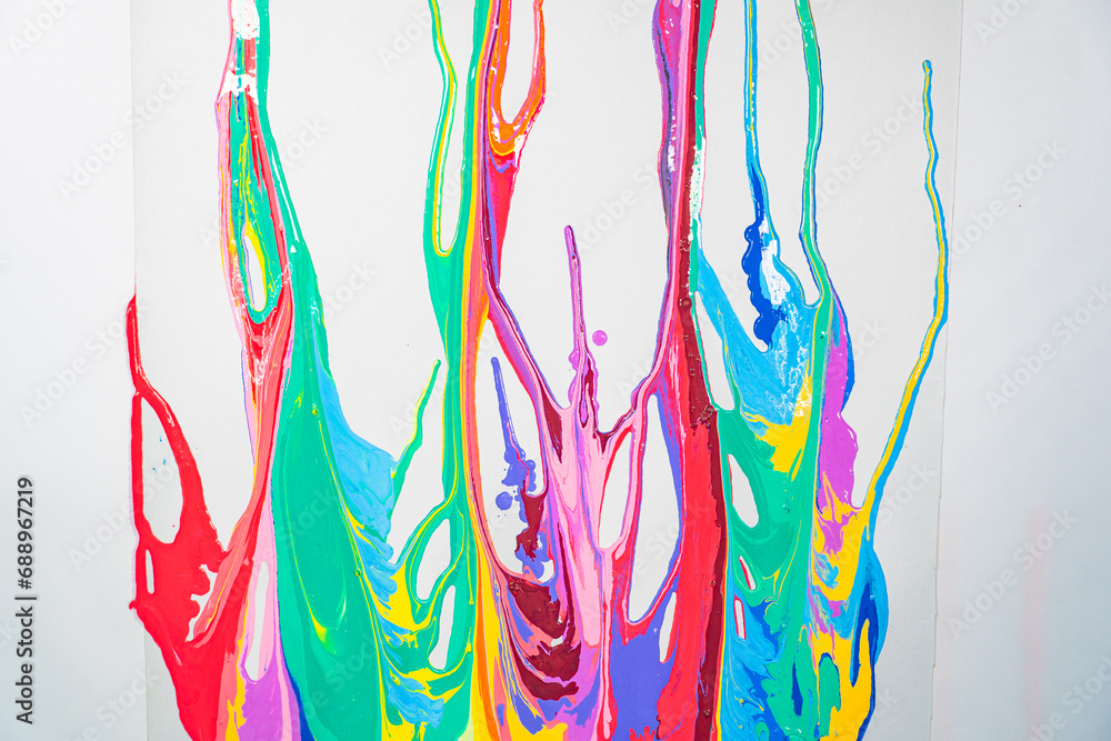 Poster .sweet tones flowing and blending together on the white floor. .it is a strange abstract picture..fa