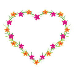 heart shaped transparent frame made of flowers, love frame for valentine, wedding, card. vector 