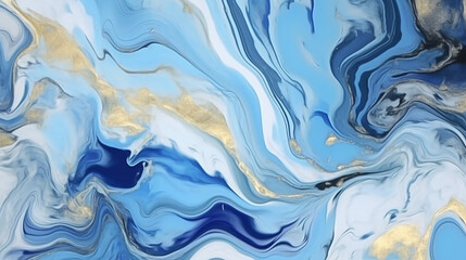 Obraz premium Marble pattern cover art design colorful text in blue and gold