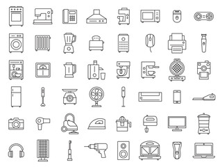 Household appliances outline vector icons set 3
