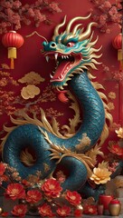 Obraz premium Chinese dragon wallpaper, chinese new year theme